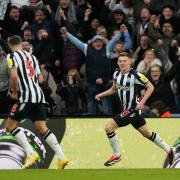 Harvey Barnes celebrates after scoring Newcastle's fourth goal in their 4-4 draw with Luton