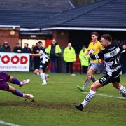 Mitch Curry can't find the net during Darlington's defeat to Alfreton