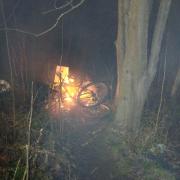 A fire in woodlands in the Mendip Terrace area of Stanley, County Durham.