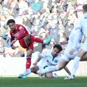 Sammy Silvera's shot is blocked during Middlesbrough's defeat to Plymouth