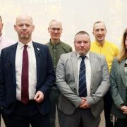 The North East Mayoral Hustings at Newcastle University. Candidates L-R Guy Renner-Thompson, Jamie Driscoll, Andrew Gray, Paul Donaghy, Aidan King and Kim McGuinness
