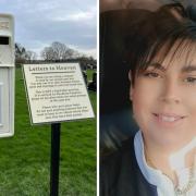 Left: A 'letters to heaven' post box in Northumberland and how the one in Stanley will look and right: Katy Wilson