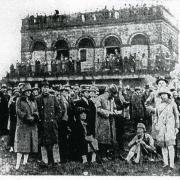 The grandstand at Richmond covered in spectators in the dawn of June 29, 1927, for the total eclipse. Picture courtesy of Alan Gilpin