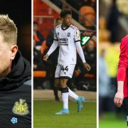Newcastle head coach Eddie Howe, Middlesbrough youngster Pharrell Willis and Sunderland's Luke O'Nien