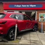 Dramatic pictures have emerged after a car crashed into the storefront of a One Stop on Forester Close in Hartlepool Credit: CONTRIBUTOR