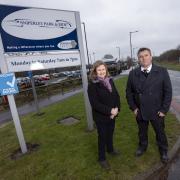 Cllr Elizabeth Scott, Durham County Council’s cabinet member for economy and partnerships, and Mark Jackson, the local authority’s head of transport and contract services, at Sniperley Park and Ride