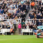 Newcastle's Anthony Gordon scores against Tottenham