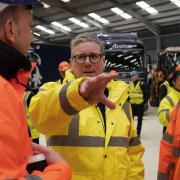 Labour Party leader Sir Keir Starmer during a campaign visit to Teesport