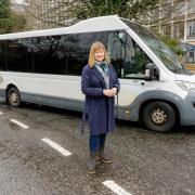 Cllr Elizabeth Scott with a Link2Work bus