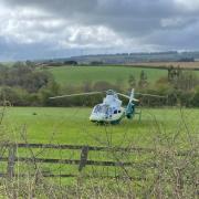 Air ambulance at the scene in Ushaw Moor.
