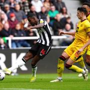 Alexander Isak fires home Newcastle's first goal in their 5-1 win over Sheffield United