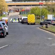 Emergency services at the scene South West Industrial Estate in Shotton