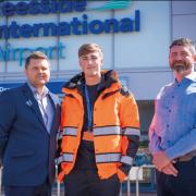 Phil Forster, Teesside Airport Managing Director, Sam Martin,  and Nick Jones, Air Traffic Engineering Manager