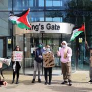 Students demonstrating in support of Palestine at Newcastle University this week