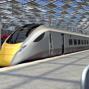 An artist's impression of a new Hitachi train, which will be built at Newton Aycliffe, County Durham