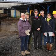 Work starts on part of Middleton-in-Teesdale Auction Mart to create a new hub for small businesses pictured from left Diane Spark Business project manager UTAS, Alan Scott Chair of the Mart, Ray Browning from Rural Growth Network, Carl Stephenson Vice
