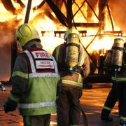 Firefighters learning how to tackle a blaze at Newcastle Airport Fire Training Academy.