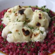 Pearl barley and beetroot risotto with cauliflower