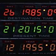 The display on the Delorean that transports Marty McFly to 2015 America