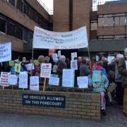 Anti-fracking protestors outside Ryedale District Council ahead of the vote