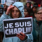 Members of the public at a 'Je Suis Charlie' rally outside the Royal Concert Hall in Glasgow in a show of solidarity, as dozens of world leaders led a defiant march through Paris, France, in the wake of the terror attacks. Picture: Andrew Mulligan/PA