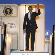US President Barack Obama arrives at Stansted airport on a visit to the UK. Picture: Chris Radburn/PA Wire