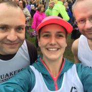Three of our runners looking happy before tackling the marathon at Windermere!
