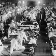 SICK WARD: Soldiers suffering from Spanish flu in a military hospital at the end of 1918
