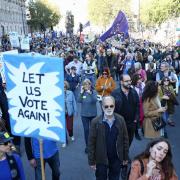 Anti-Brexit campaigners take part in the People's Vote March for the Future in London, a march and rally in support of a second EU referendum. PRESS ASSOCIATION Photo. Picture date: Saturday October 20, 2018. See PA story POLITICS Brexit Protest.