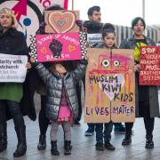 Protestors take part in a demonstration outside the offices of News UK, in central London, in solidarity with Muslim communities around the world, following the attack on mosques in Christchurch, New Zealand. Picture: PA Wire
