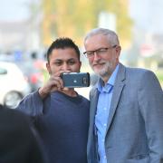 Labour leader Jeremy Corbyn poses for a selfie in Dolphin Street, Newport, South Wales, as he campaigns with prospective parliamentary candidate Ruth Jones who is standing in the Newport West by-election. Picture: Ben Birchall/PA Wire