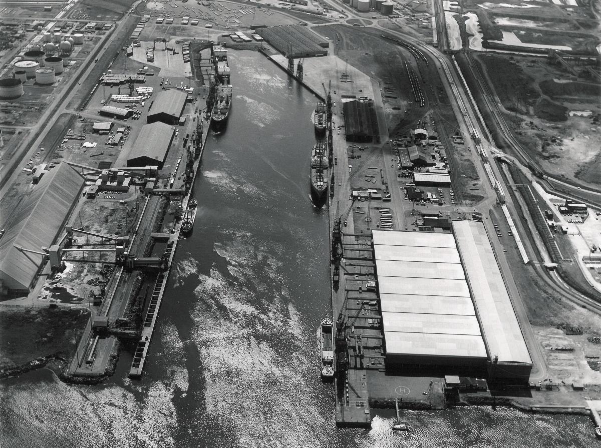 1976: Aerial view of Tees Dock