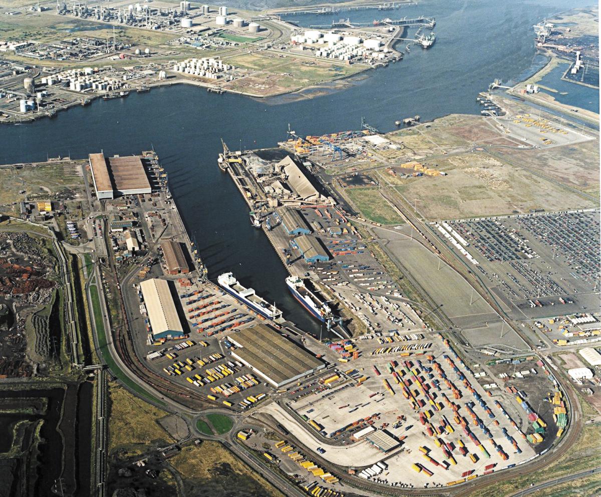 1990s: Aerial view of Teesport