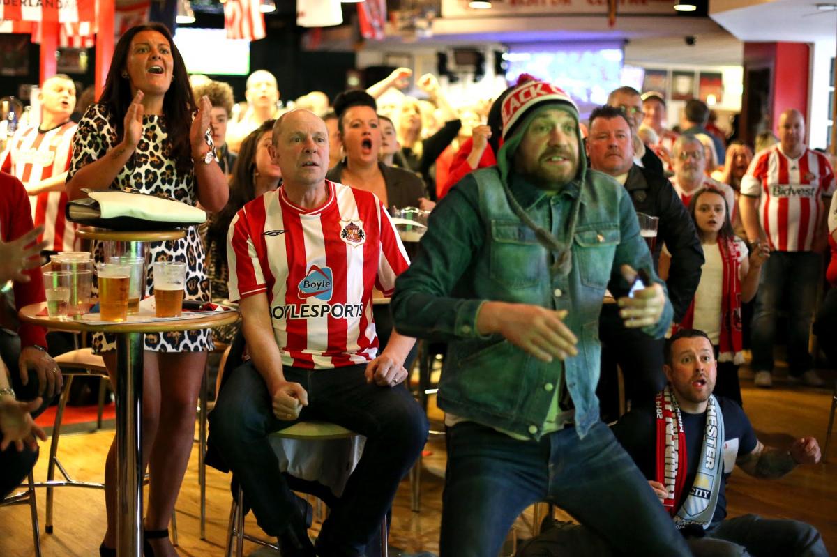 Sunderland fans go through an emotional rollercoaster in Quinn's Bar at the Stadium of Light. Picture: Chris Booth