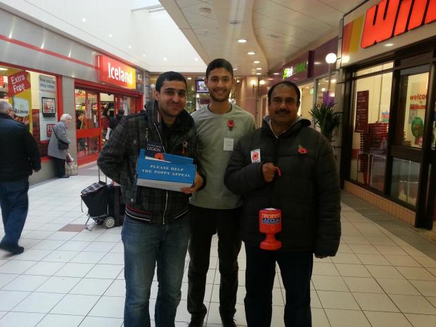 The Northern Echo: CHARITY WORK: Right to left, Zaheer Ahmad, Syed Adil Ahmad and Moaz Ahmad, from Ahmadiyya Muslim Youth Association, collecting for the Popp Appeal at the Castlegate Shopping Centre, in Stockton.