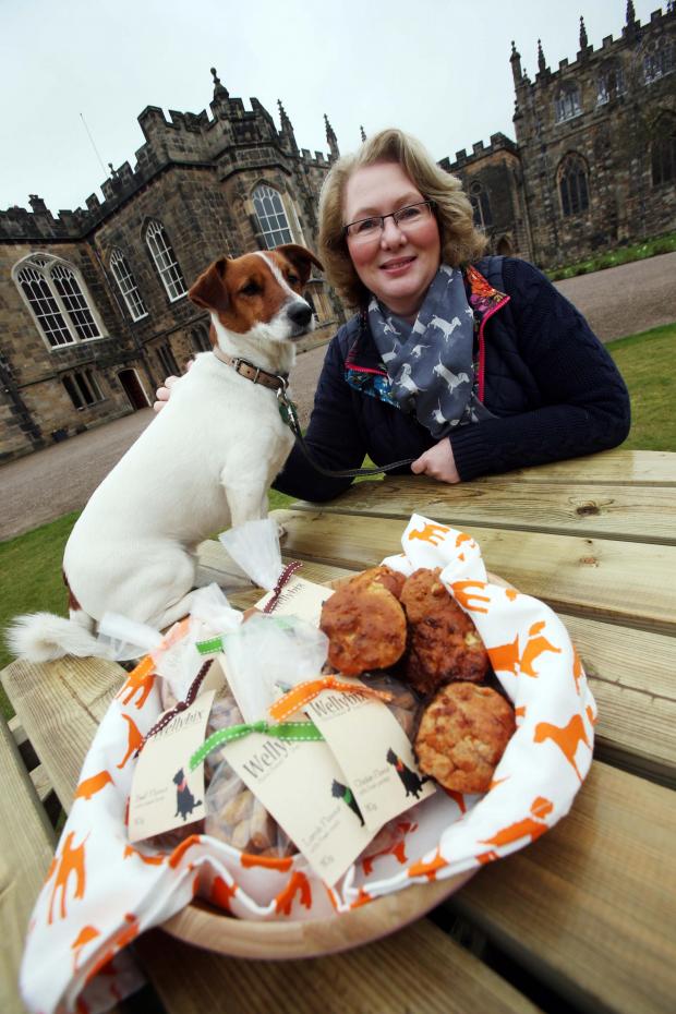 The Northern Echo: WELLYBIX TREATS: Alison Walton with her dog Welly ahead of the Bishop Auckland Food Festival