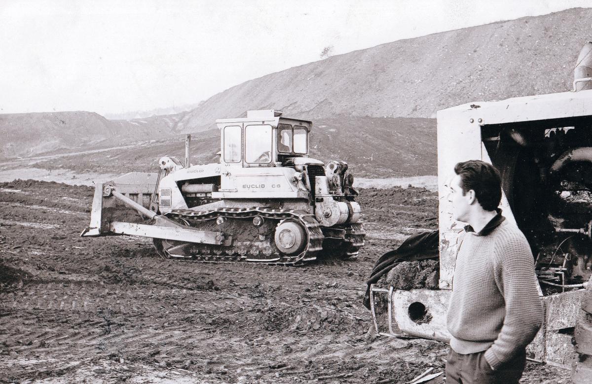 This picture is dated February 9, 1967, and the caption attached to it says: “The beginning of the work at Meadowfield spoilheap, showing the enormity of the task of
levelling the massive heap in the background.”