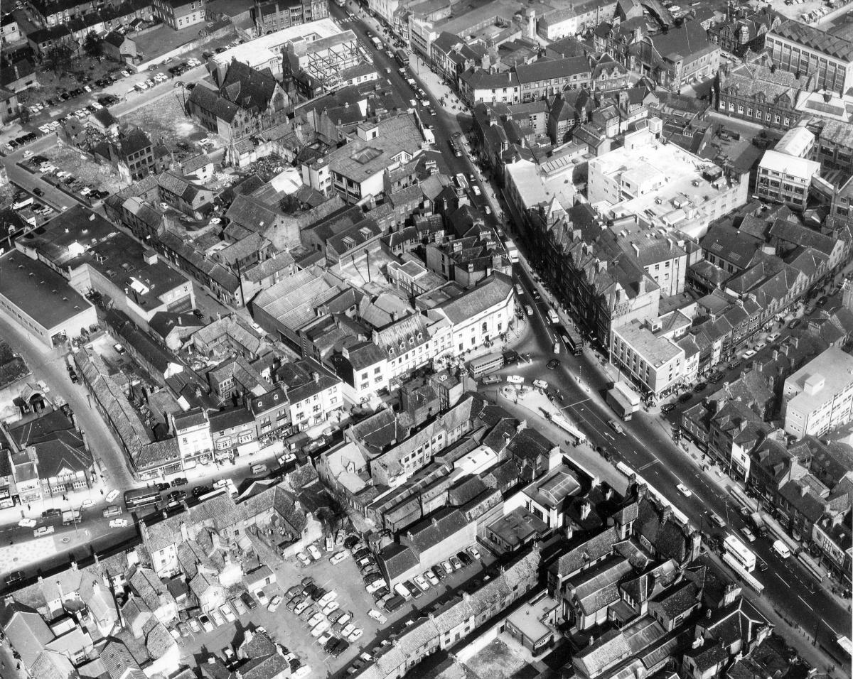 AERIAL VIEW: Darlington town centre on March 10, 1965