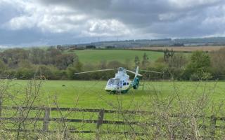 Air ambulance at the scene in Ushaw Moor.