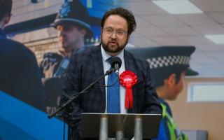 Newly elected Cleveland Police and Crime Commissioner Matt Storey speaking after being elected