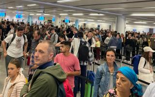 The scene at Gatwick Airport after e-gates failed on Tuesday (May 7) evening.