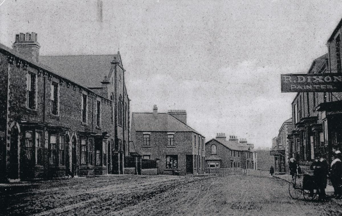 COLLIERY COMMUNITY: Main Street, Eldon Lane, on a late Edwardian postcard
