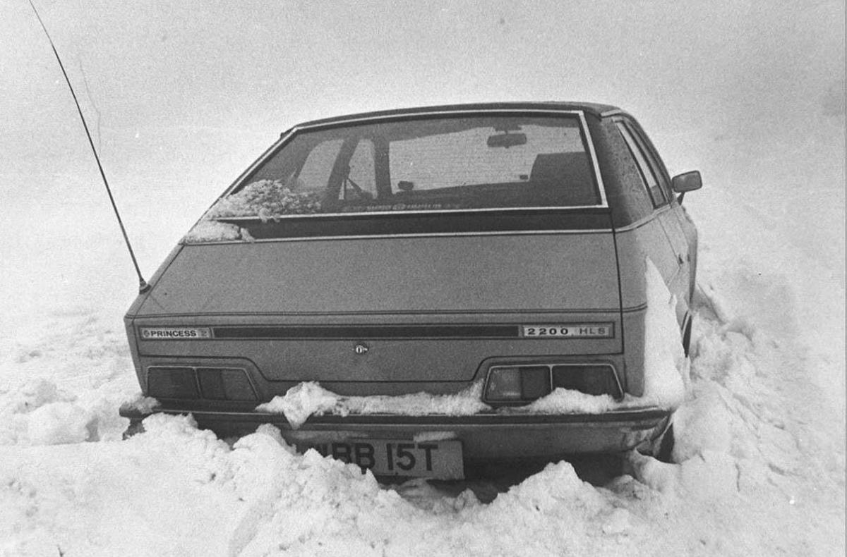 A Princess buried in snow in Weardale, March 1980