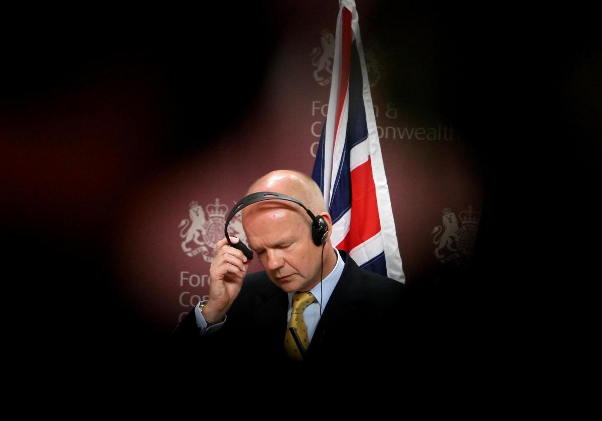 Foreign Secretary William Hague speaks at a joint press conference with German Foreign Minister Guido Westerwelle, at the Foreign Office in Westminster, central London in 2010