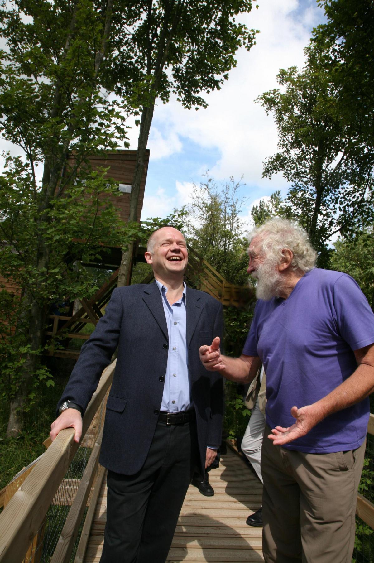William Hague MP, left and Dr David Bellamy on their tour on open day at Foxglove Covert Nature reserve at Catterick in 2011