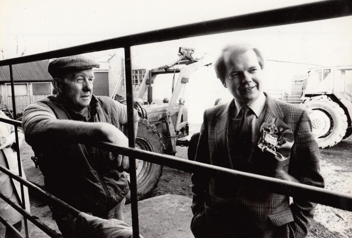 William Hague visits Frank Turnbull at his Hunton farm, in North Yorkshire