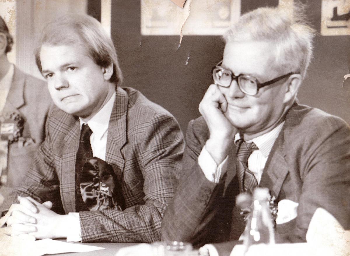 William Hague with then home secretary Dougas Hurd in Northallerton in 1989
