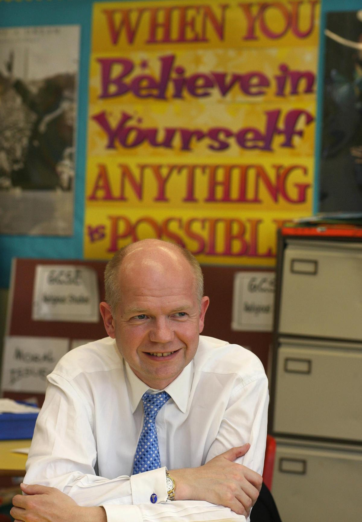 William Hague at Hurworth School Maths and Computing College to support Conservative candidate for Sedgefield Graham Robb ahead of the by-election in 2007