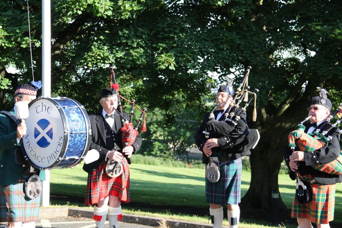 Bagpipers from The Vintage Pipers at the leavers' ball