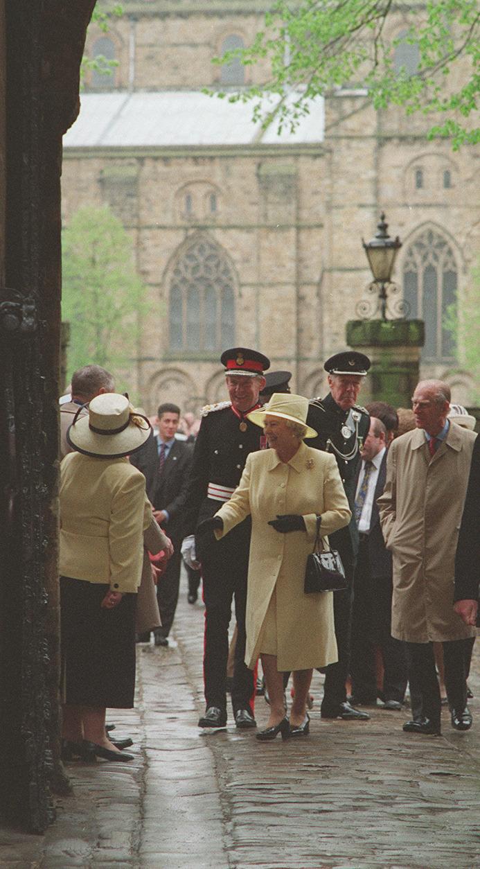 The Queen meets dignitaries at Durham Cathedral during her Golden Jubilee tour of the region
